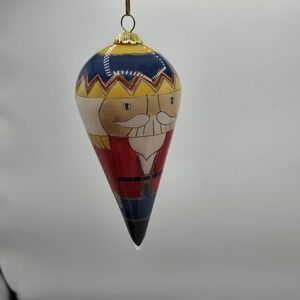Li Bien 4"‎ Christmas Ornament Santa Nutcracker Hand Painted Glass Teardrop 1999